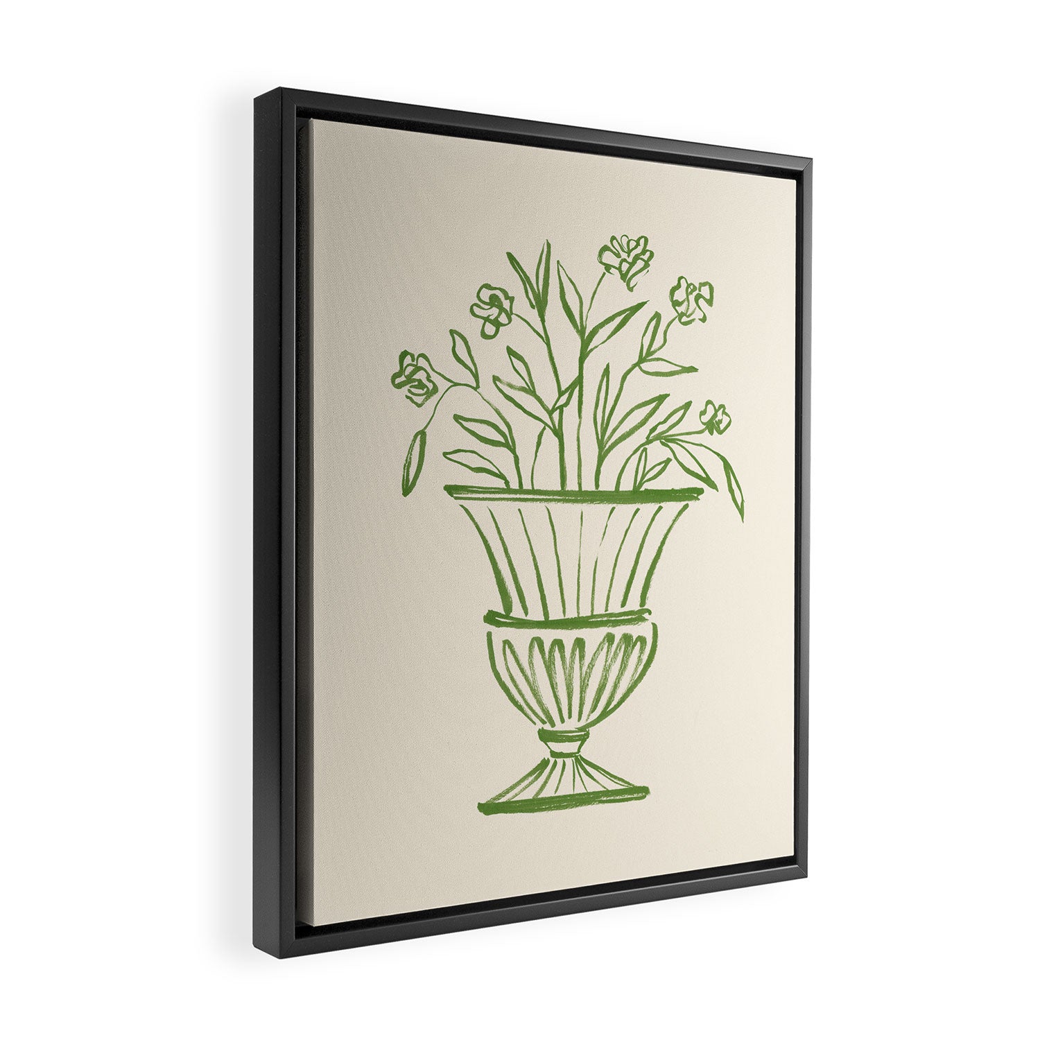 Garden Pot Antique Vase - Green Framed Canvas Print Gallery Image 2