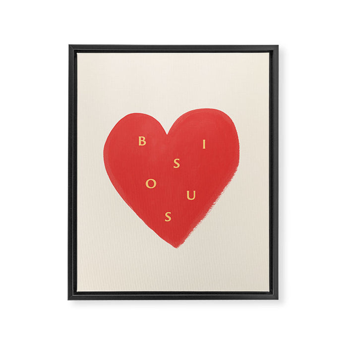 Heart Bisous - Love French Typography Framed Canvas Print Gallery Image 1