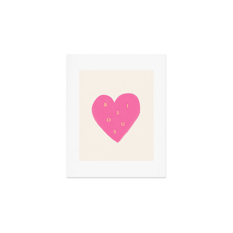 Heart Bisous - Pink Love French Typography Art Print Gallery Image 1