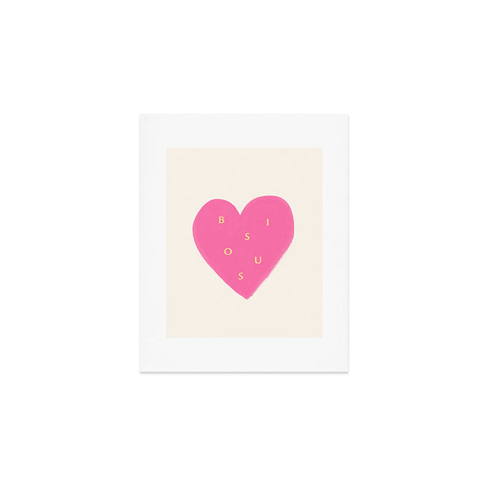 Heart Bisous - Pink Love French Typography Art Print Gallery Image 1
