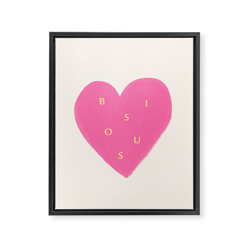 Heart Bisous - Pink Love French Typography Framed Canvas Print Gallery Image 6