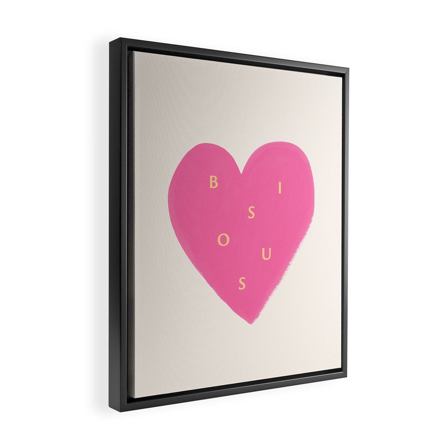 Heart Bisous - Pink Love French Typography Framed Canvas Print Gallery Image 2