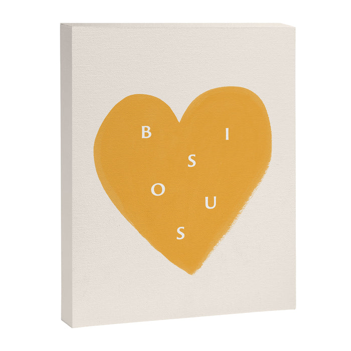 Heart Bisous - Yellow Gold Love French Typography Canvas Print Gallery Image 1