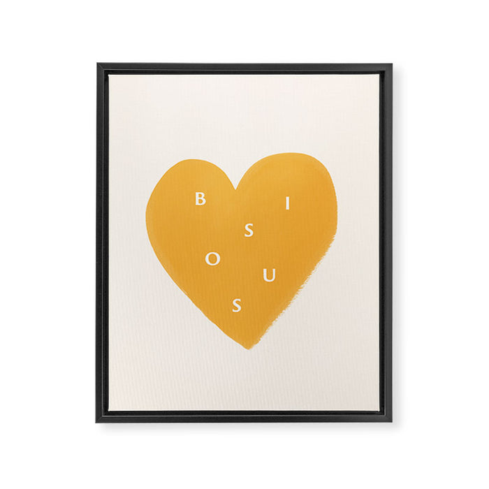 Heart Bisous - Yellow Gold Love French Typography Framed Canvas Print Gallery Image 1