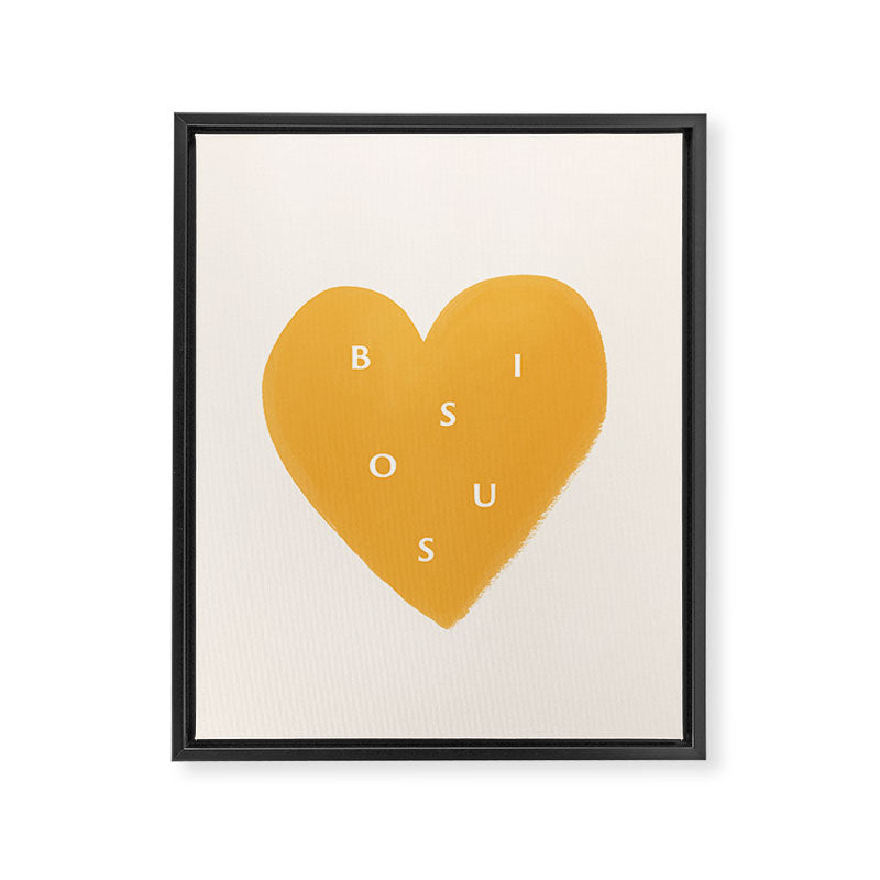 Heart Bisous - Yellow Gold Love French Typography Framed Canvas Print Gallery Image 6