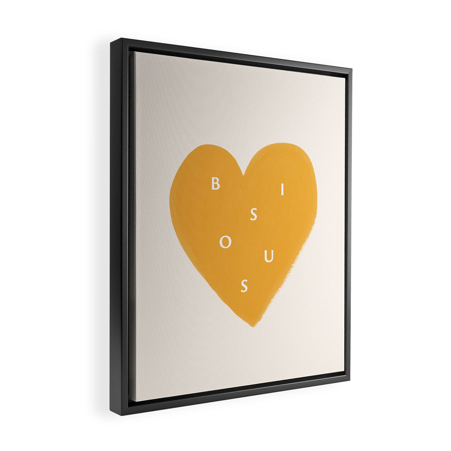 Heart Bisous - Yellow Gold Love French Typography Framed Canvas Print Gallery Image 2