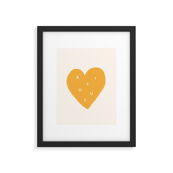 Heart Bisous - Yellow Gold Love French Typography Framed Art Print Gallery Image 1