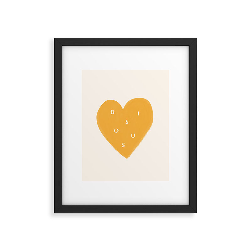 Heart Bisous - Yellow Gold Love French Typography Framed Art Print Gallery Image 5