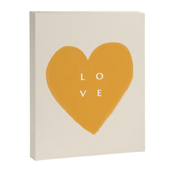 Heart Love Gold Yellow - Typography Canvas Print Gallery Image 1