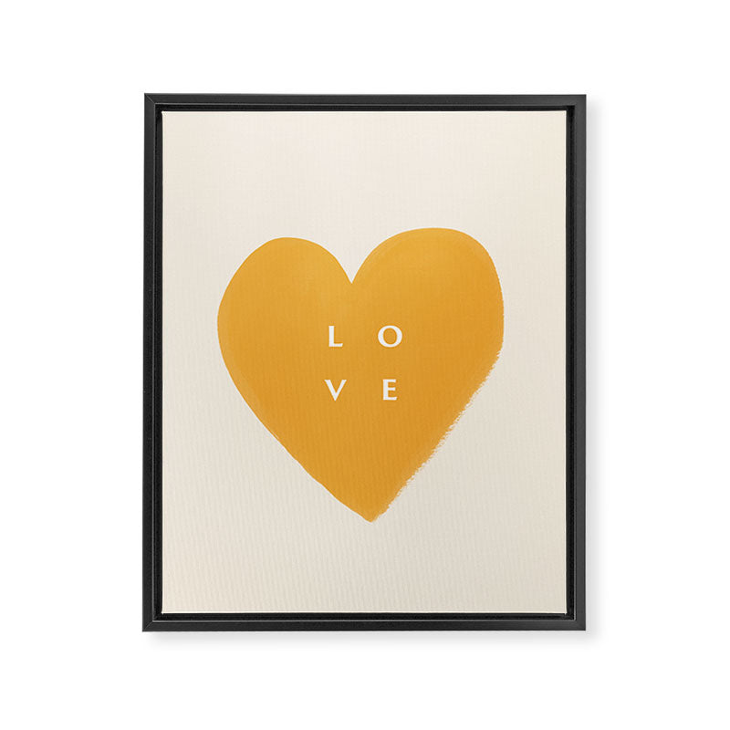 Heart Love Gold Yellow - Typography Framed Canvas Print Gallery Image 6