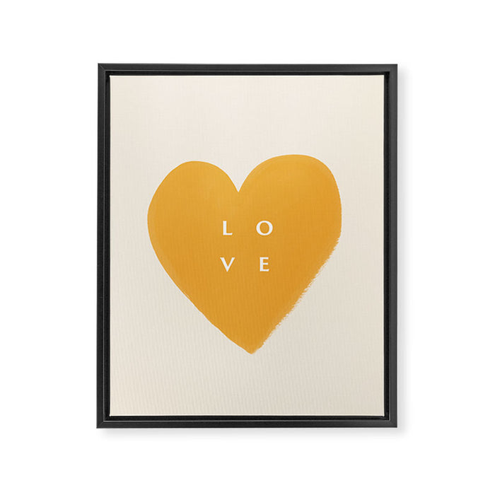 Heart Love Gold Yellow - Typography Framed Canvas Print Gallery Image 1