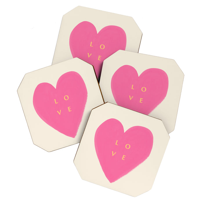 Heart Love Pink - Typography Coaster Gallery Image 1