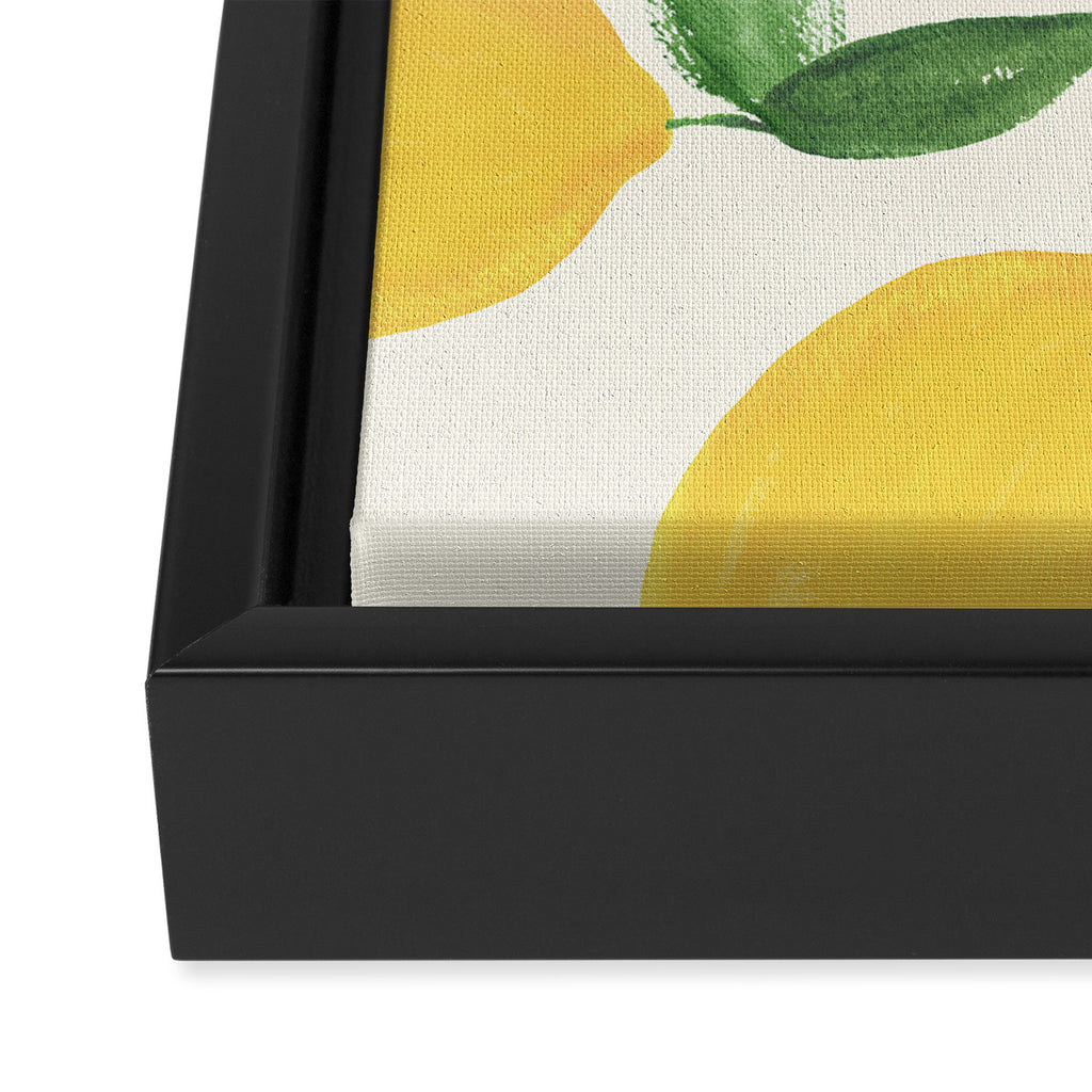 Lemons Pattern - Watercolor Painting Illustration Framed Canvas Print Gallery Image 3