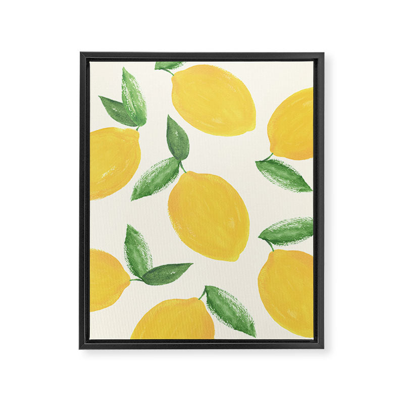 Lemons Pattern - Watercolor Painting Illustration Framed Canvas Print Gallery Image 6