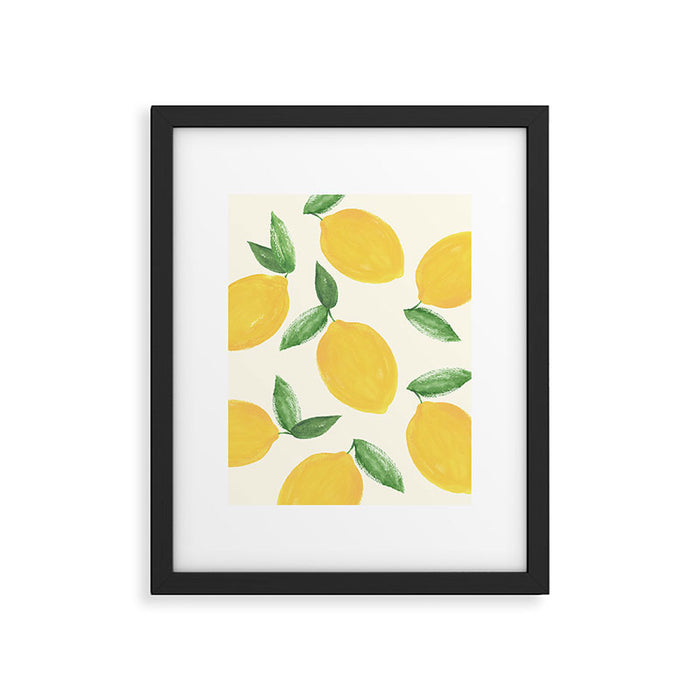 Lemons Pattern - Watercolor Painting Illustration Framed Art Print Gallery Image 1