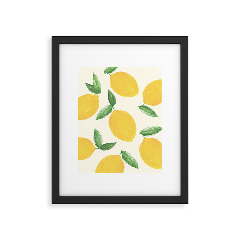 Lemons Pattern - Watercolor Painting Illustration Framed Art Print Gallery Image 5