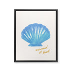 Mermaid at Heart - Blue Shell Watercolor Painting Framed Canvas Print Gallery Image 6
