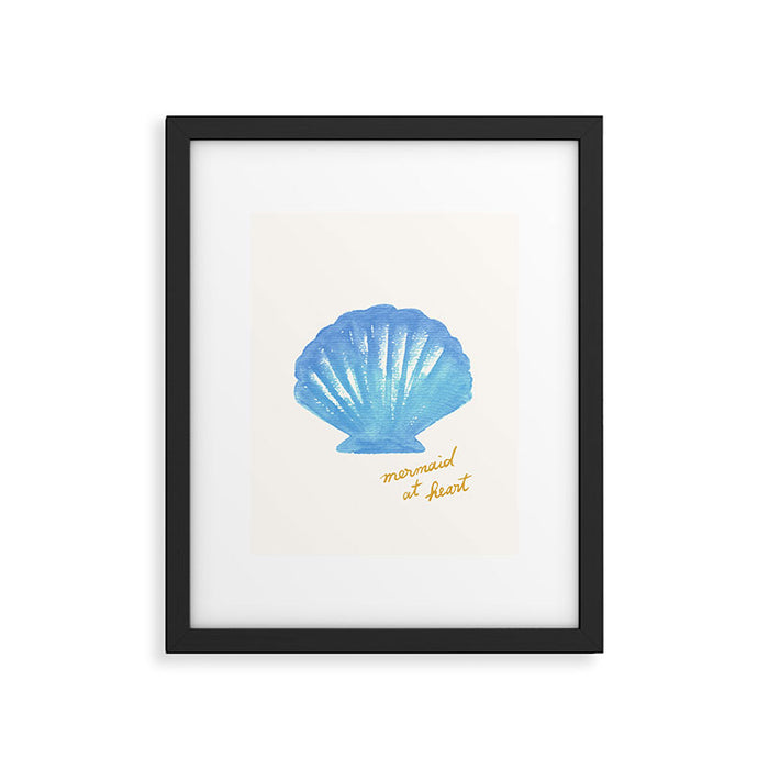 Mermaid at Heart - Blue Shell Watercolor Painting Framed Art Print Gallery Image 1