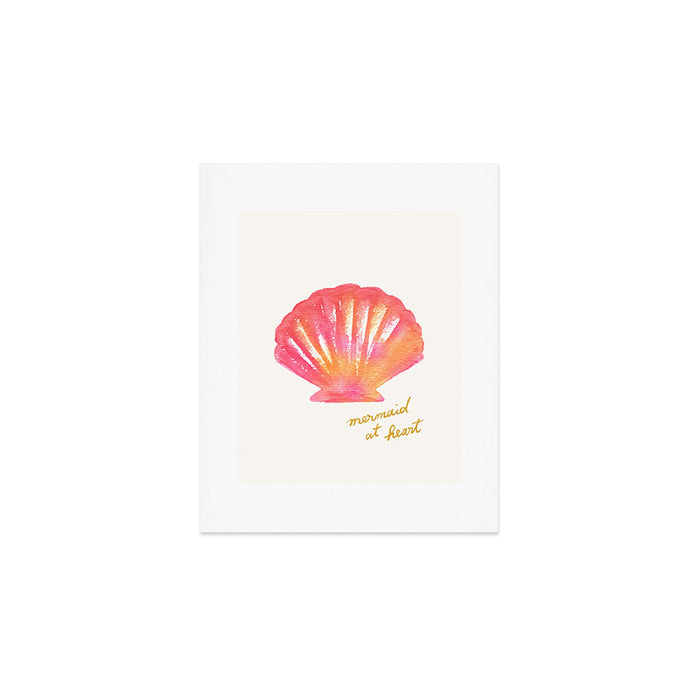 Mermaid at Heart - Pink Shell Watercolor Painting Art Print Gallery Image 1