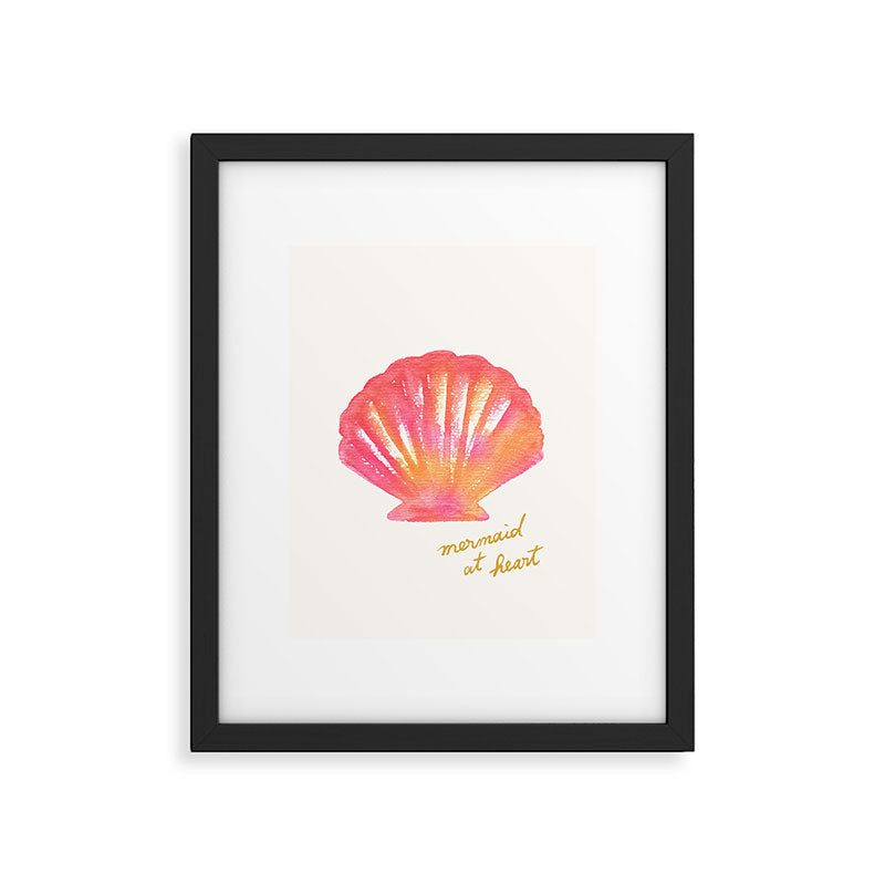 Mermaid at Heart - Pink Shell Watercolor Painting Framed Art Print Gallery Image 5