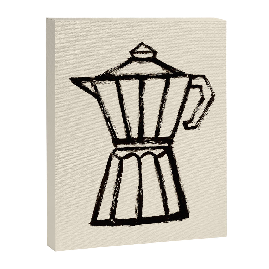 Moke Coffee Pot - Black and Cream Canvas Print Gallery Image 1