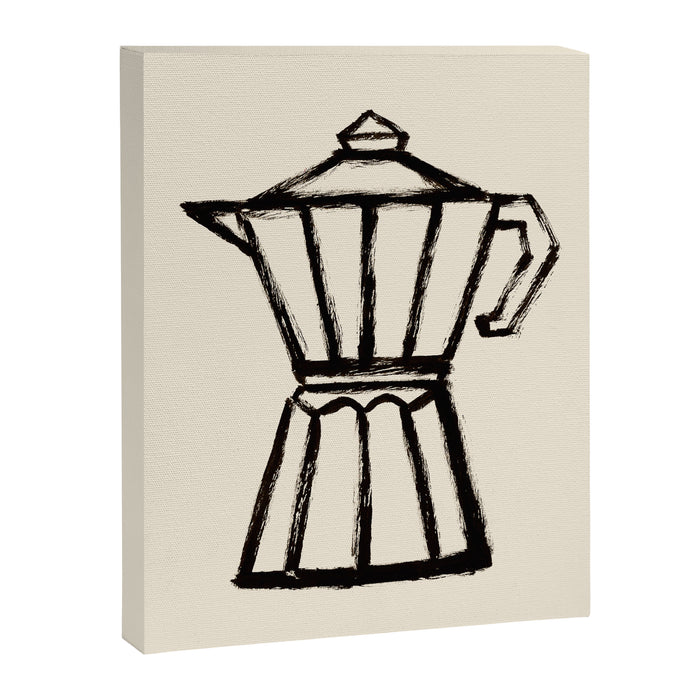 Moke Coffee Pot - Black and Cream Canvas Print Gallery Image 1