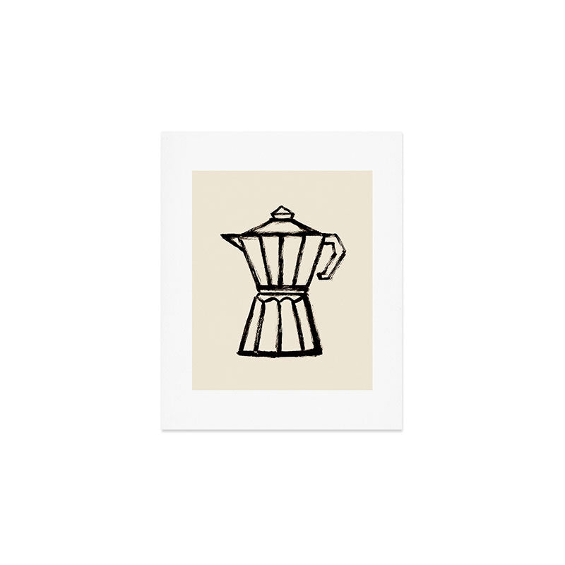 Moke Coffee Pot - Black and Cream Art Print Gallery Image 1