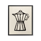Moke Coffee Pot - Black and Cream Framed Canvas Print Gallery Image 6