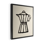 Moke Coffee Pot - Black and Cream Framed Canvas Print Gallery Image 2