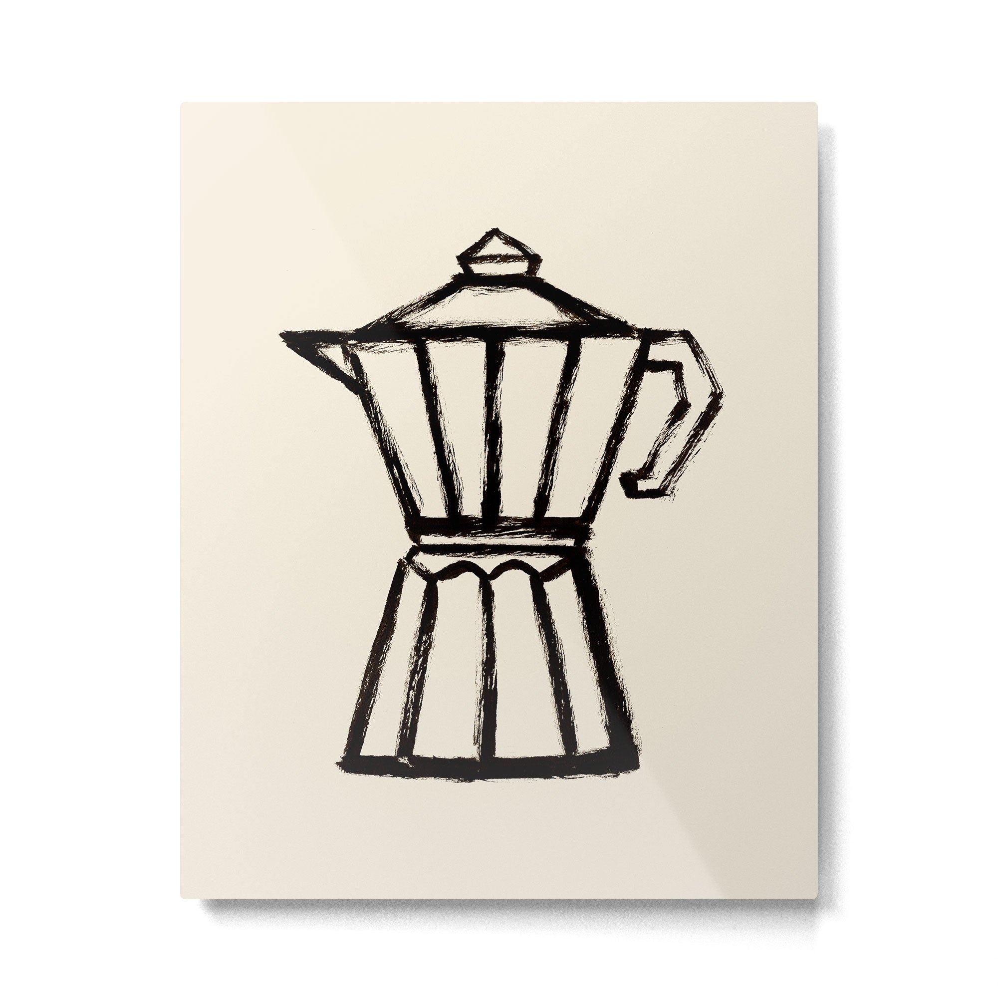 Moke Coffee Pot - Black and Cream Metal Print Gallery Image 4