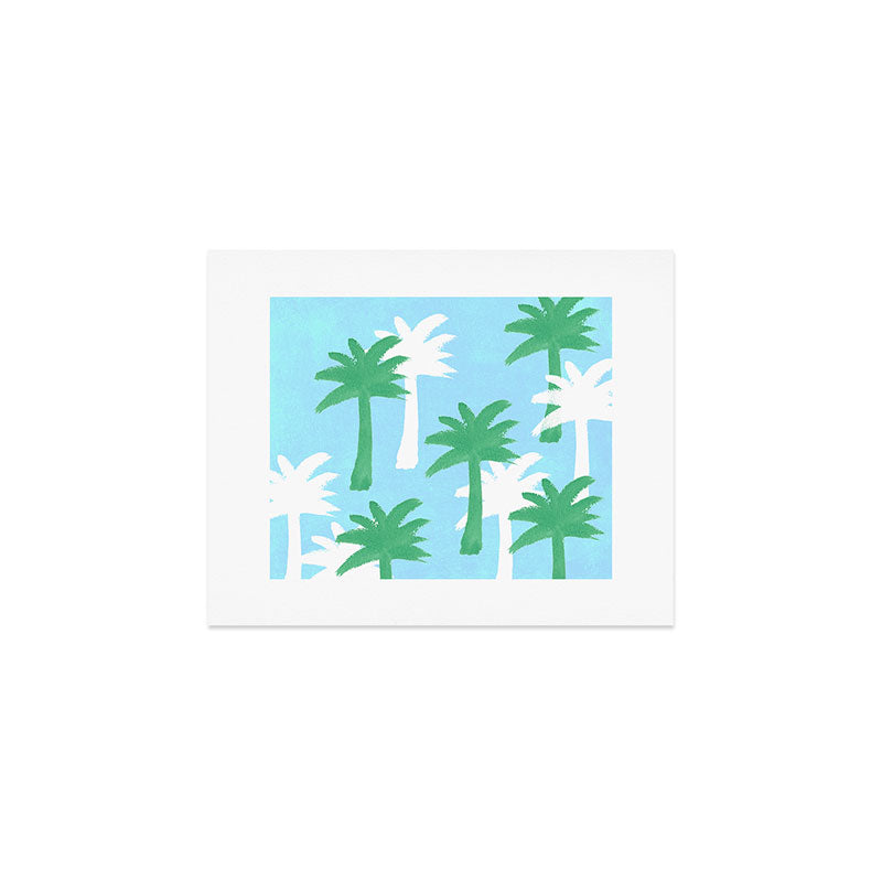Palm Tree Tropical Pattern - Blue Green Art Print Gallery Image 1