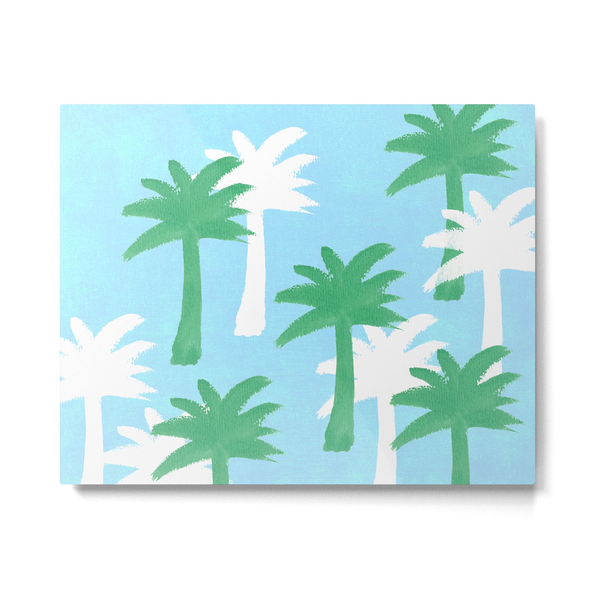 Palm Tree Tropical Pattern - Blue Green Metal Print Gallery Image 4