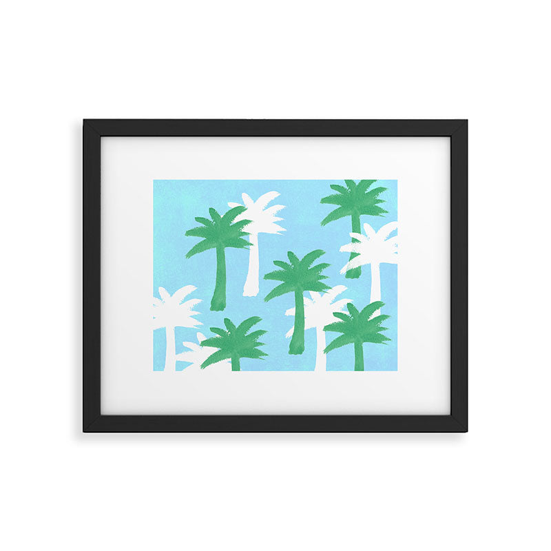 Palm Tree Tropical Pattern - Blue Green Framed Art Print Gallery Image 5
