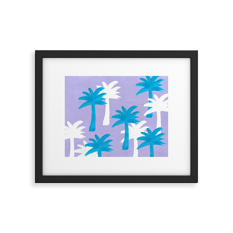 Palm Tree Tropical Pattern - Blue Purple Framed Art Print Gallery Image 5