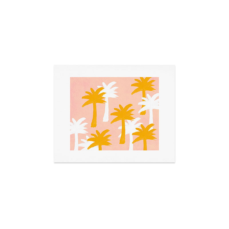 Palm Tree Tropical Pattern - Pink Gold Art Print Gallery Image 1