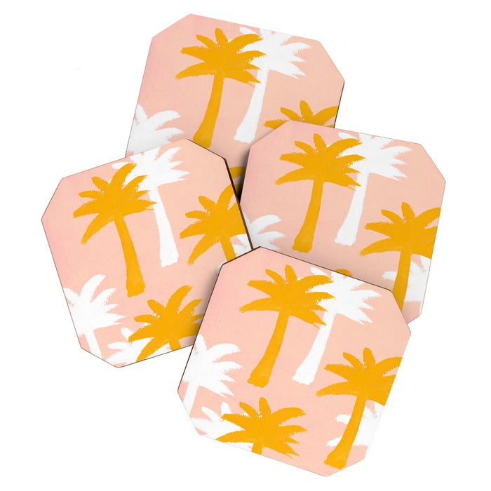 Palm Tree Tropical Pattern - Pink Gold Coaster Gallery Image 1