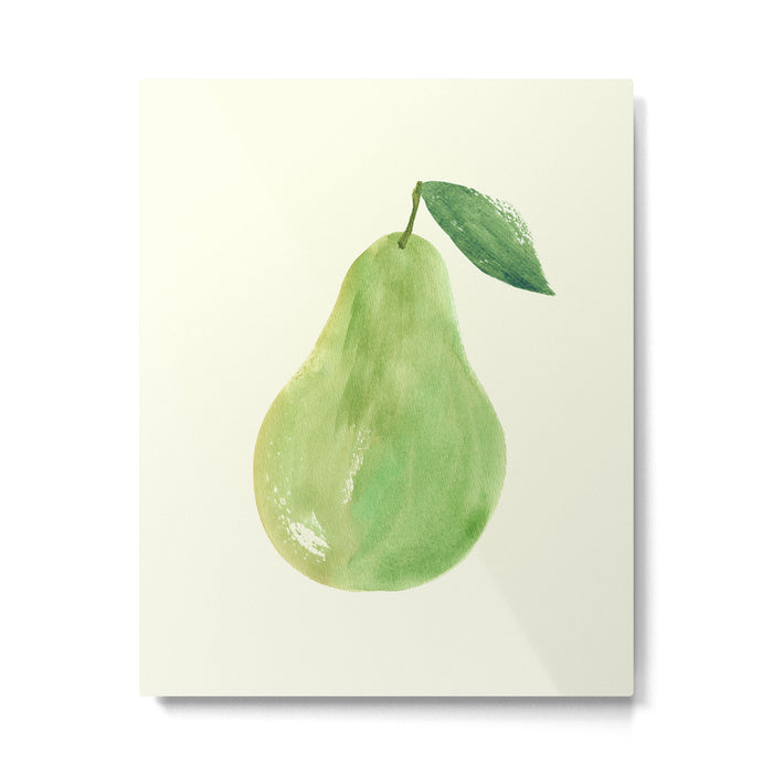 Pear Watercolor Illustration Metal Print Gallery Image 1