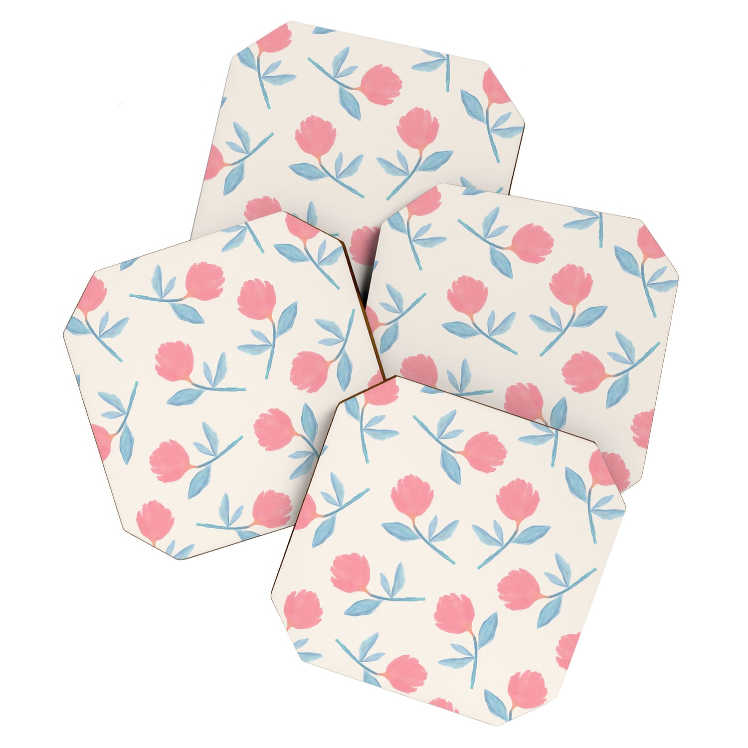 Peony Flower Gouache Illustration  Coaster Gallery Image 1