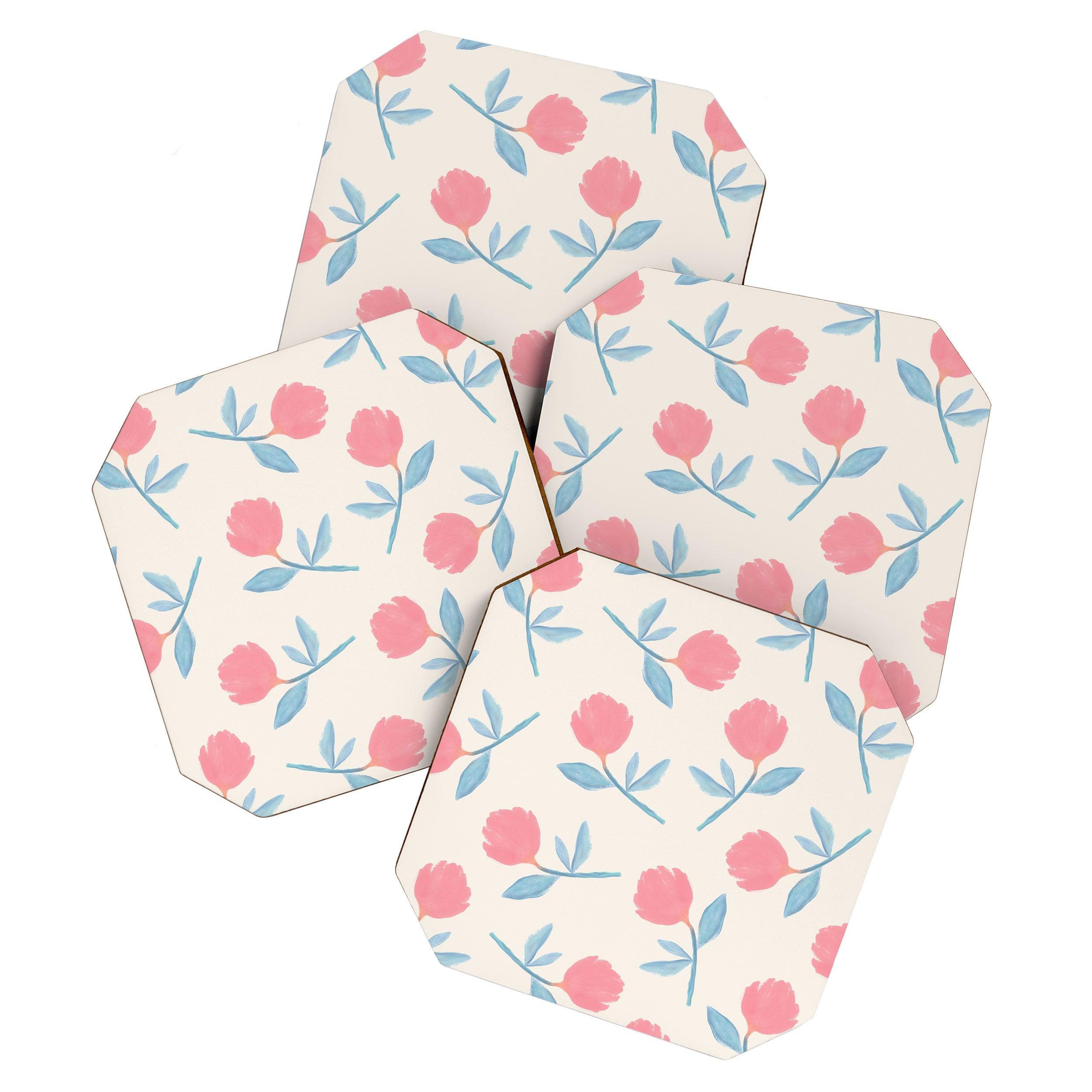 Peony Flower Gouache Illustration  Coaster Gallery Image 1
