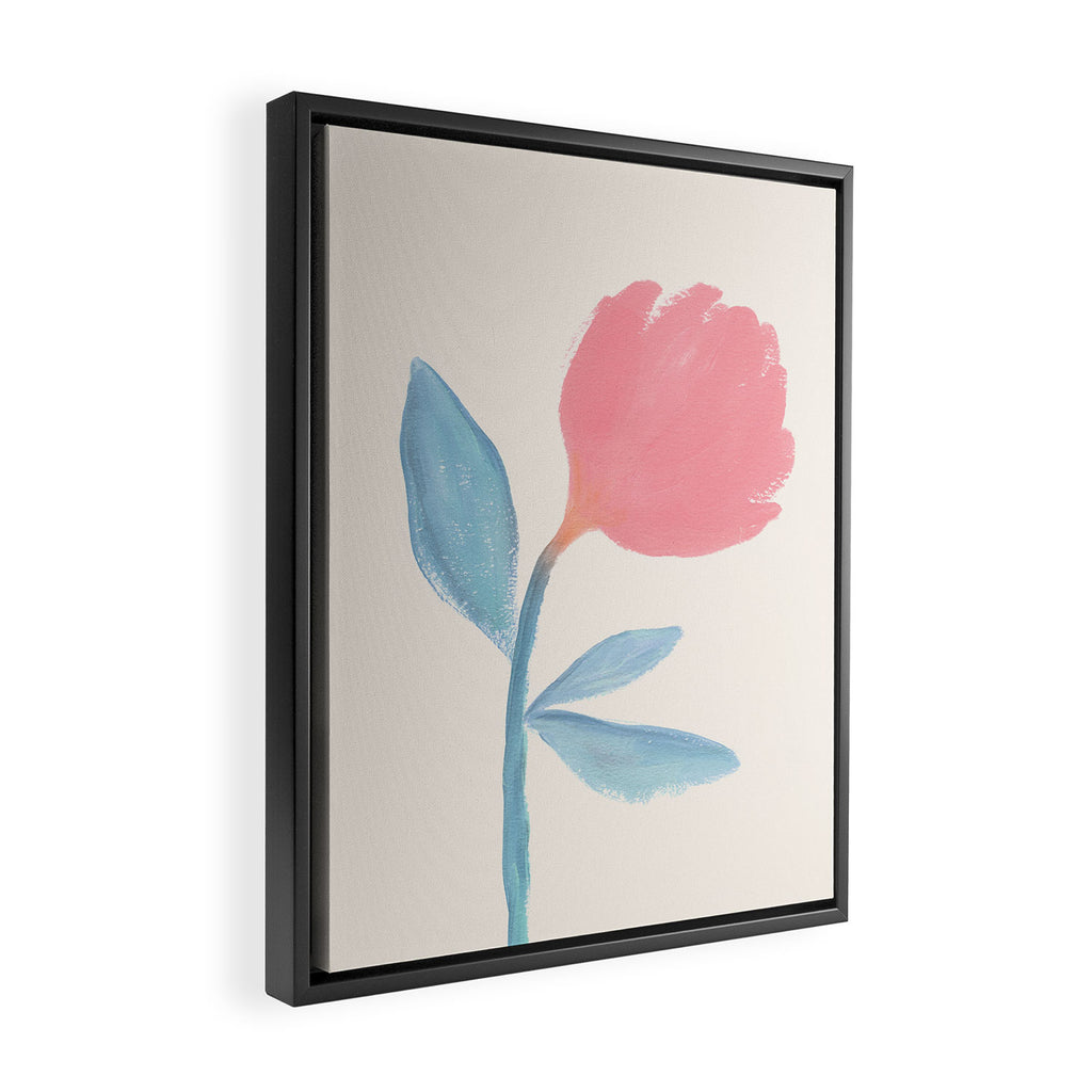 Peony Flower Gouache Illustration  Framed Canvas Print Gallery Image 2