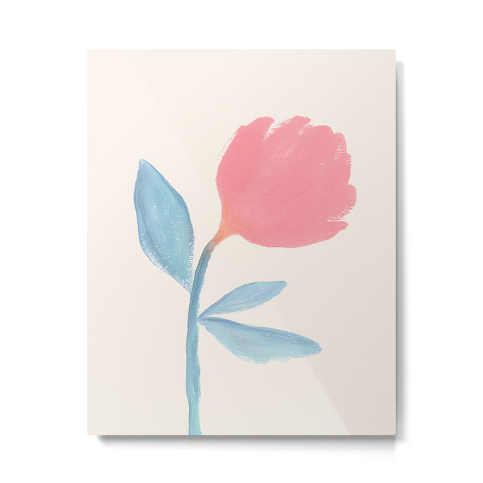 Peony Flower Gouache Illustration  Metal Print Gallery Image 1