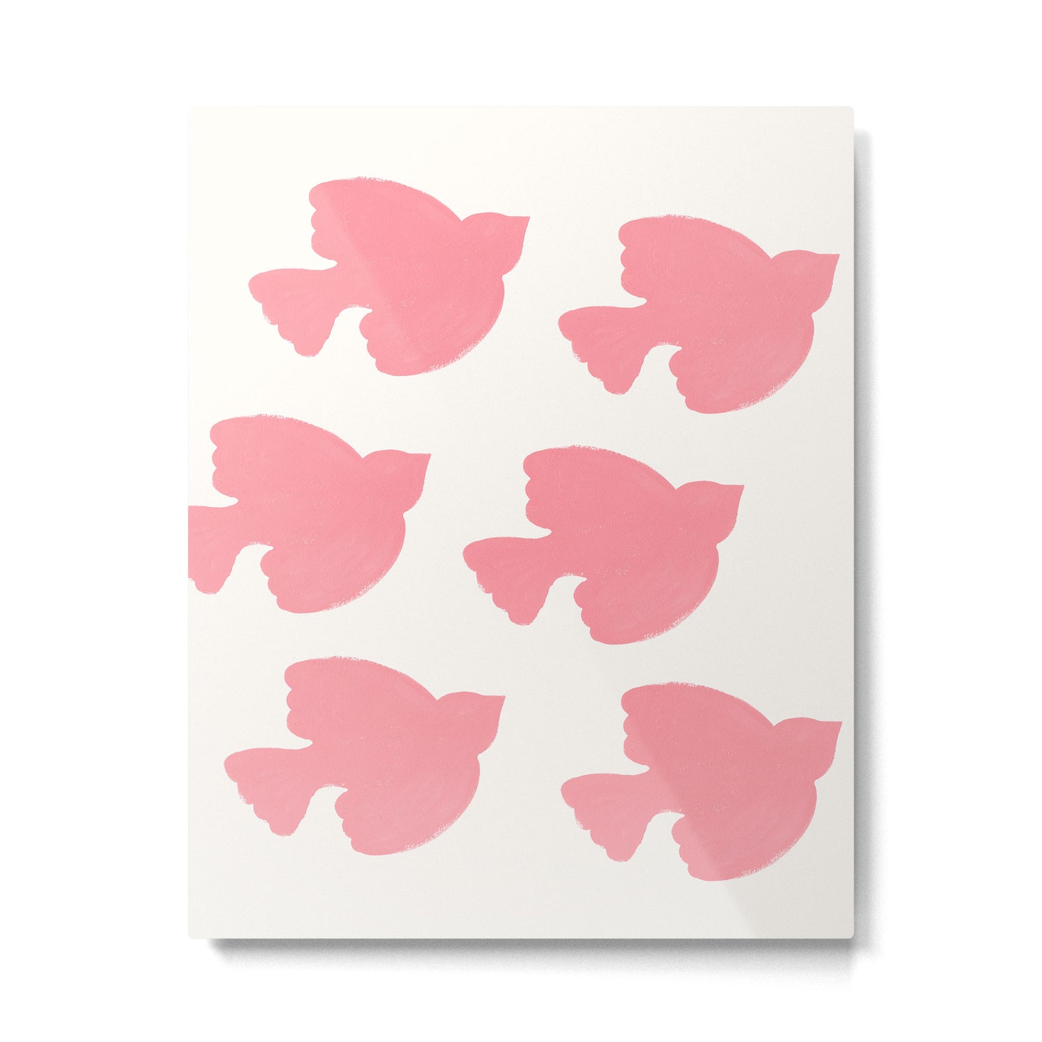 Pink Birds Flying - Painting Metal Print Gallery Image 4