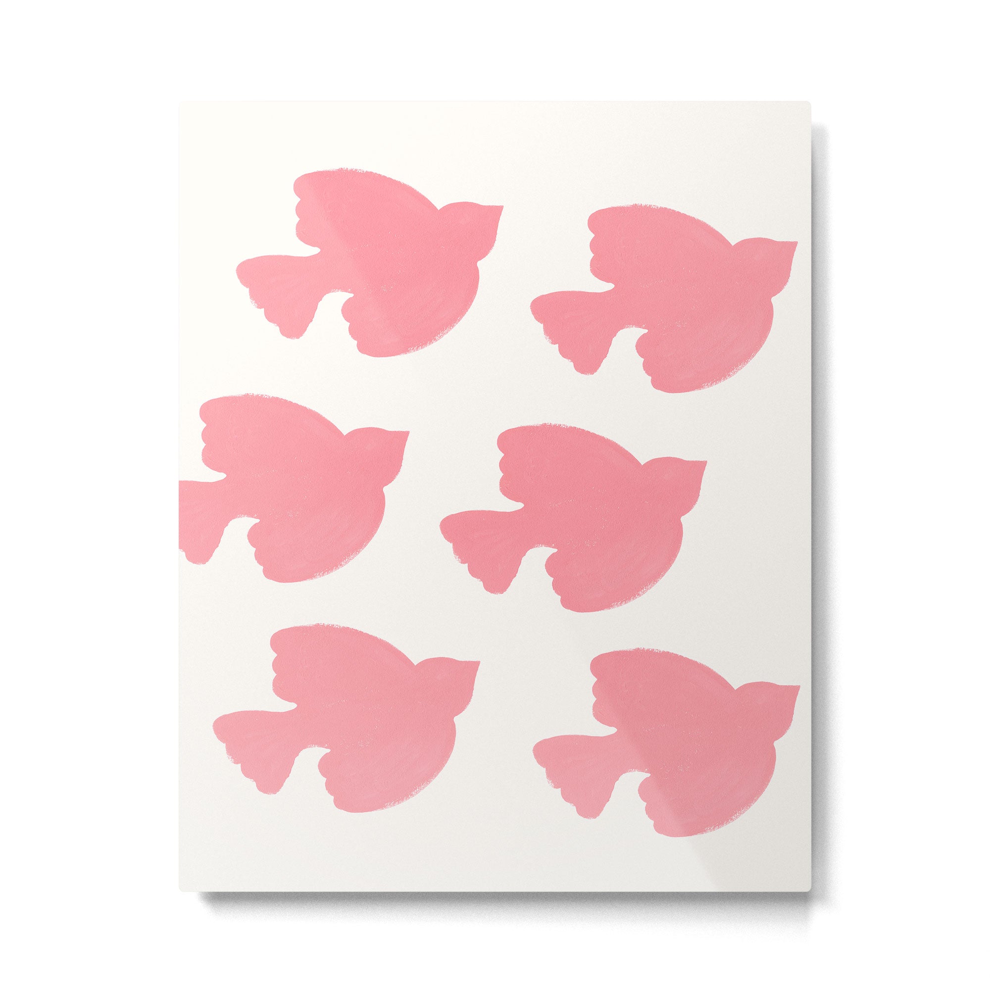 Pink Birds Flying - Painting Metal Print Gallery Image 4