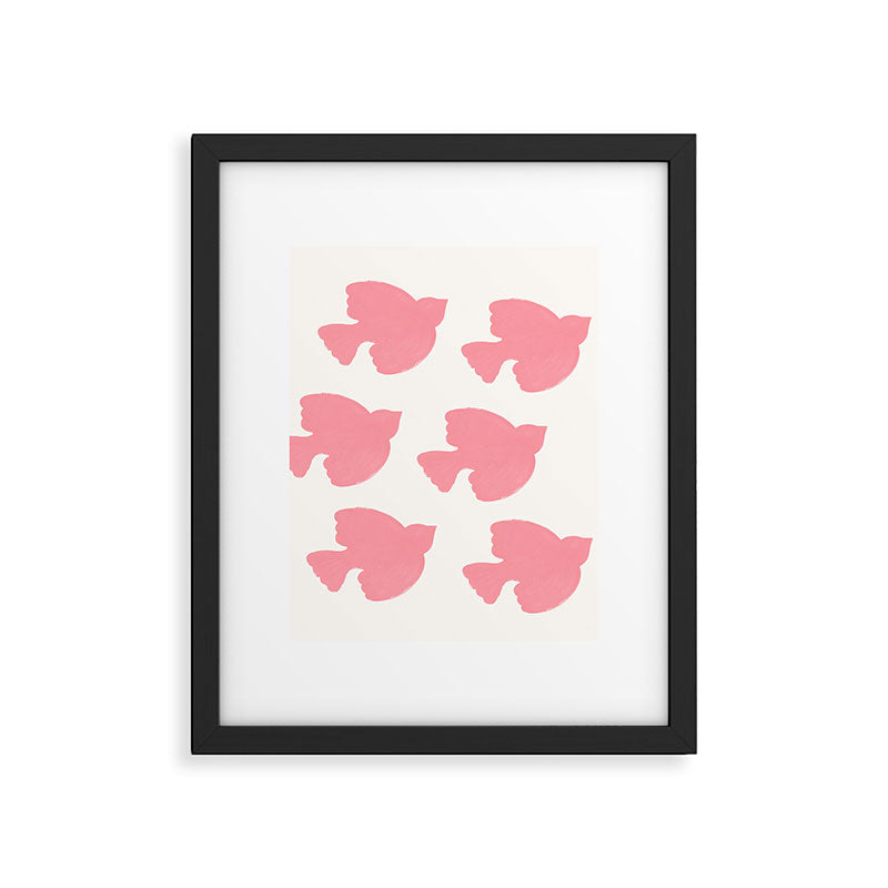 Pink Birds Flying - Painting Framed Art Print Gallery Image 5