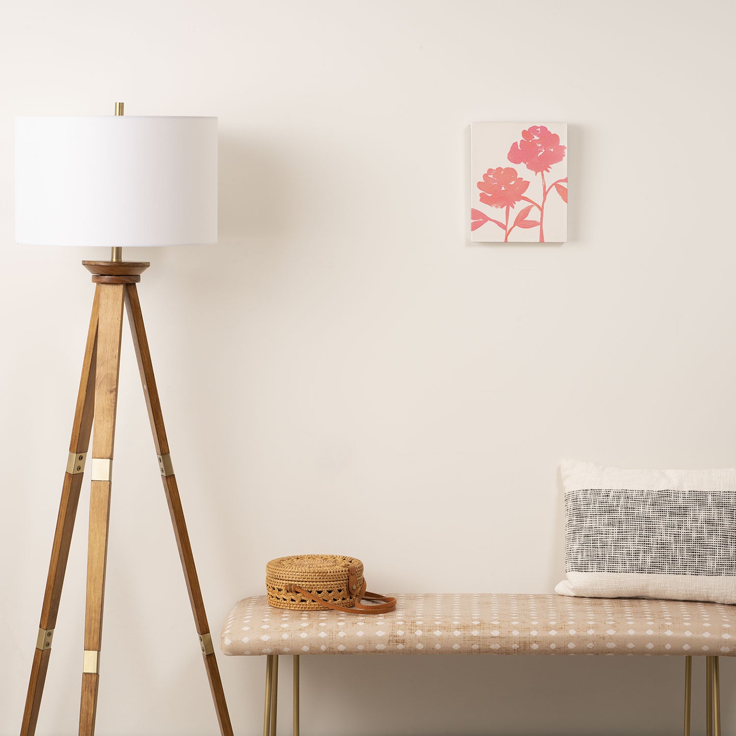 Pink Roses - Gouache Botanical Painting Canvas Print Gallery Image 2