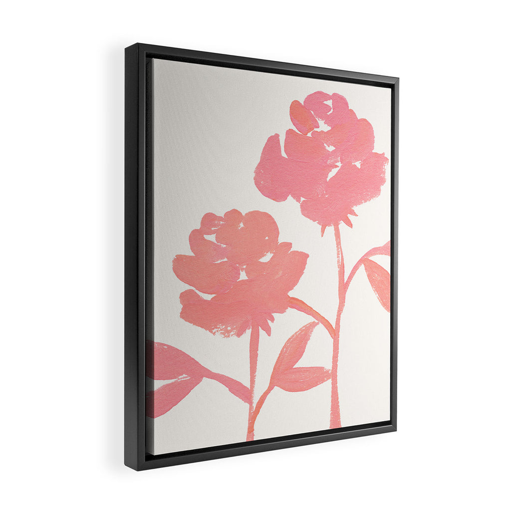 Pink Roses - Gouache Botanical Painting Framed Canvas Print Gallery Image 2