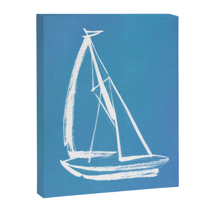 Sailboat Drawing - Blue  Canvas Print Gallery Image 1