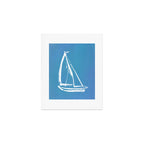 Sailboat Drawing - Blue  Art Print Gallery Image 1