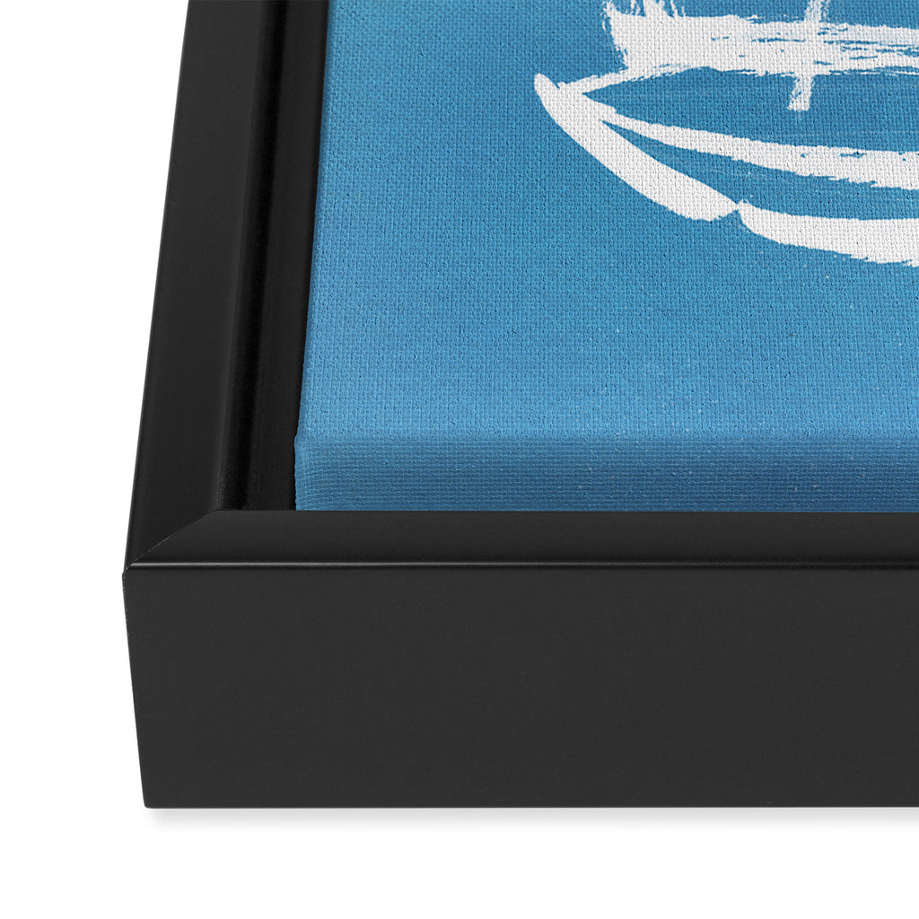 Sailboat Drawing - Blue  Framed Canvas Print Gallery Image 3