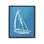 Sailboat Drawing - Blue  Framed Canvas Print Gallery Image 6